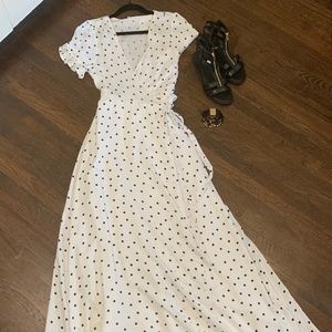 polka dot, maxi, wrap dress